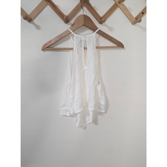 Babaton Aritzia White Crinkle High Neck Handkerchief Boho Tank Top - Size S - Picture 3 of 6